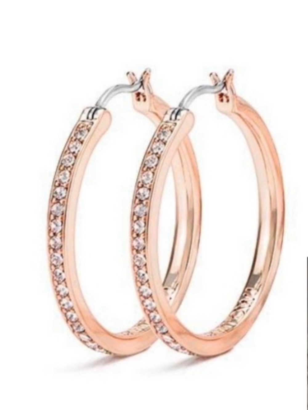 ORIGAMI OWL Kate Pave Rose Gold Swarovski Hoop Earrings